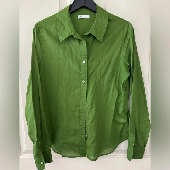 NWOT Equipment Green Cotton Blend Button Down Shirt S - Picture 1 of 5